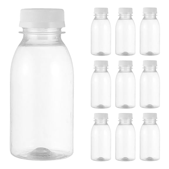Nestingho 10pcs Plastic Empty Juice Bottles Reusable Water Bottles with Caps Clear Drink Containers 100ml Plastic Juice Bottles