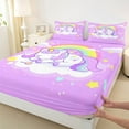 thumbnail image 3 of Feelyou Kawaii Sleeping Unicorn Bed Sheets, Fairy Tale Galaxy King Sheets, Teens Kids Boys Girls Sheet Set, Luxury Bedroom Decor, 4pcs, 3 of 7