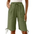 thumbnail image 6 of Costeam Womens Drawstring Waist Crinkle Texture Casual Shorts with Adjustable Hem and Side Pockets Loose Fit Knee Length Summer Everyday Shorts, 6 of 9