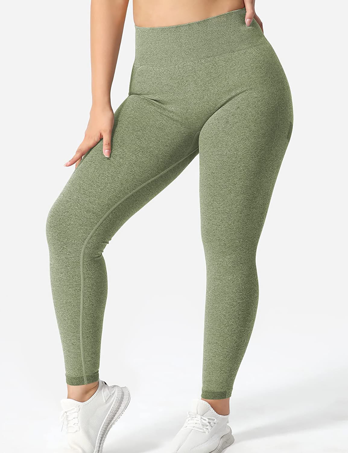 FeelinGirl High Waisted Leggings for Women Tummy Control Running Yoga Pants Seamless  Compression Workout Leggings Green at  Women's Clothing store