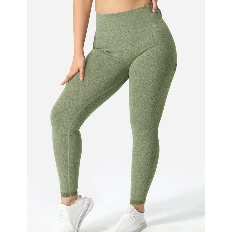 Women Scrunch Seamless Gym Leggings High Waist Yoga Pants Butt Lifting Workout  Leggings(army Green)