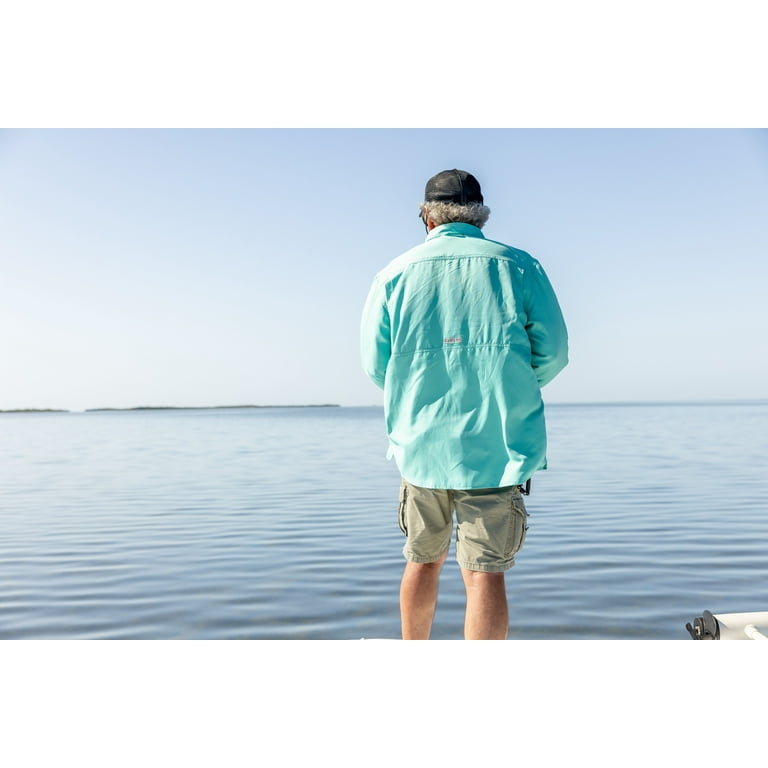 Realtree Long Sleeve Fishing Guide Shirt for Men, Lagoon, Size Small 