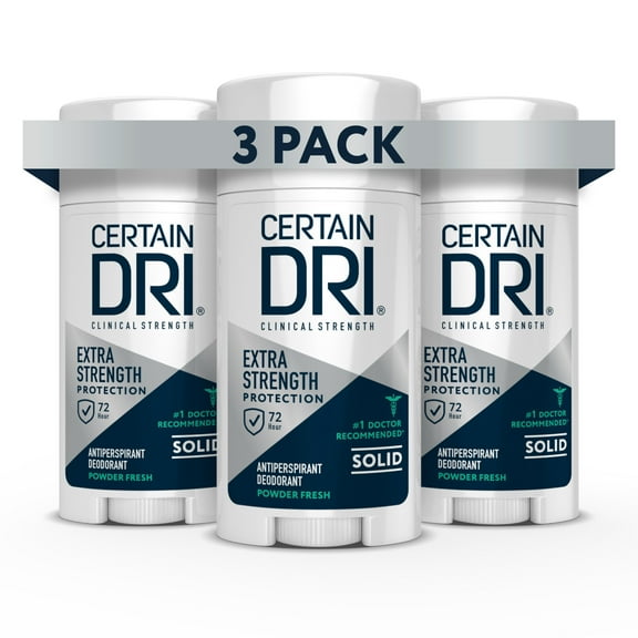 Certain Dri Extra Strength Antiperspirant Solid, 72hr Sweat & Odor Control, 3pk