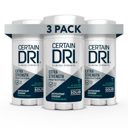 Certain Dri Extra Strength Antiperspirant Solid, 72hr Sweat & Odor Control, 3pk