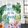 thumbnail image 2 of Summer Coastal Bathroom Shower Curtains with 12 Hooks Polyester Waterproof Shower Curtain for Stalls and Bathtubs Tropical Plants Starfish Seashells Flower Decorative Bathroom Curtain 72x84 Inches, 2 of 9