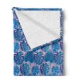 thumbnail image 2 of Tropical Soft Flannel Fleece Blanket, Exotic Palm Leaves Monochrome Composition of Nature Elements Pastel Background, Cozy Plush for Indoor and Outdoor Use, 60" x 80", Blue Pale Pink, by Ambesonne, 2 of 5