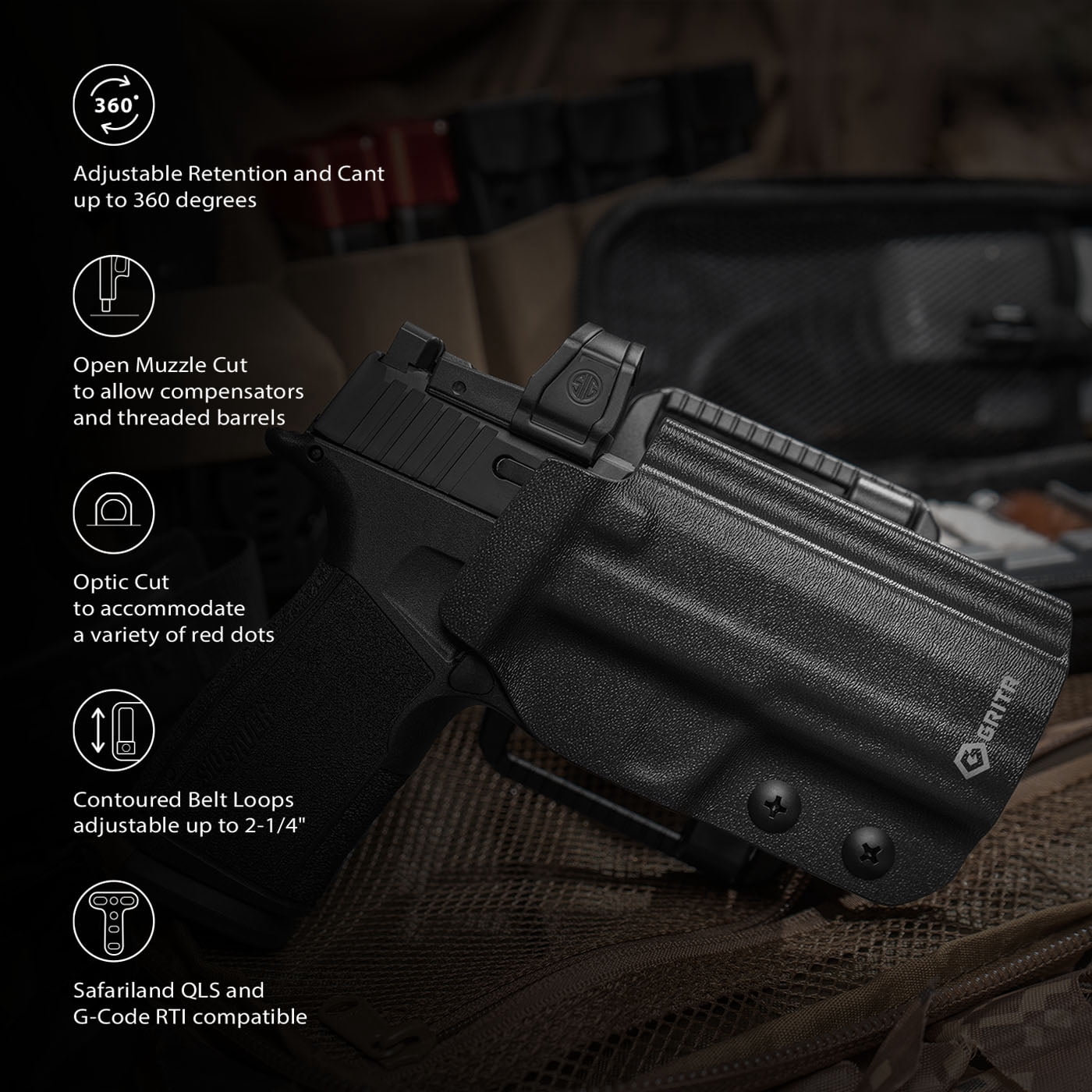 GRITR OWB Kydex Right Hand Holster Fits Sig Sauer P365-XMACRO