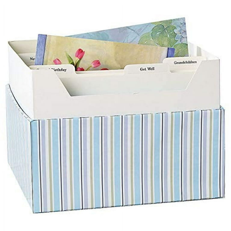 Greeting Card Organizer Box with Dividers and Label Sticker,Photo