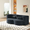 thumbnail image 3 of CQSXDA Modern Convertible Floor Sofa with 2 Pillows in Corduroy Fabric, 15 Inch Twin Size Foam Sleeper Bed No Assembly Required Sofa, Dark Grey, 3 of 13