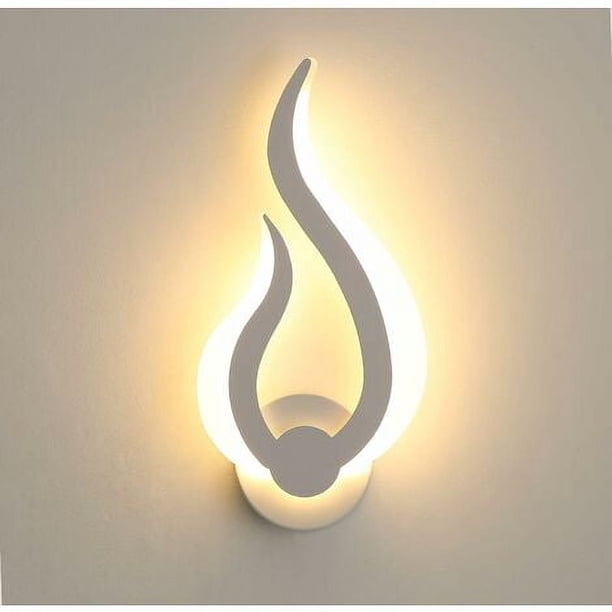 Lámpara de pared LED para interiores, lámpara de pared moderna de 10 W, luz de noche de pared con forma de llama, 3000 K, blanco cálido para cocina, escalera, dormitorio, pasillo, 220 V, IP20 YOIURT
