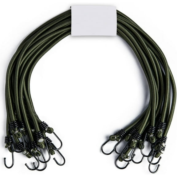 18" (45CM) Bungee Cords with Hooks Heavy Duty Outdoor - 10 Pack – Choice of Sizes - Multi-Purpose Elastic Bungee Straps for Luggage, Camping - Weatherproof & UV