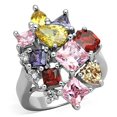 thumbnail image 1 of Women Rhodium Brass Ring with AAA Grade CZ in Multi Color - Size 7, 1 of 1