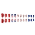 thumbnail image 3 of Independence Day Fake Nails Set, Red White Blue Star Pattern Nail Tips, Shiny Glitter Diamond Decoration, 24PCS Detachable Wearable Nails for National Day Celebration,A, 3 of 10