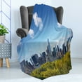 thumbnail image 4 of City Soft Flannel Fleece Blanket, Manhattan Skyline with Central Park in New York City Midtown High Rise Buildings, Cozy Plush for Indoor and Outdoor Use, 60" x 80", Blue Green Ivory, by Ambesonne, 4 of 5