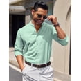 thumbnail image 2 of COOFANDY Men's Long Sleeve Oxford Dress Shirts Chambray Button Down Shirt Casual Band Collar Shirts, 2 of 5