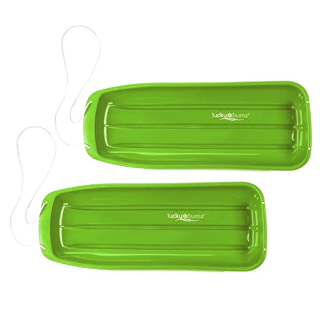 Lucky Bums Snow Kids 48" Plastic Toboggan Sled w/ Pull Rope, Green (2 Pack)