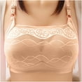 thumbnail image 2 of Penkiiy Women Bras Women's Bra Wire Free Underwear Large Size Thin Cup Lace Sexy Bra Beige Bras, 2 of 8