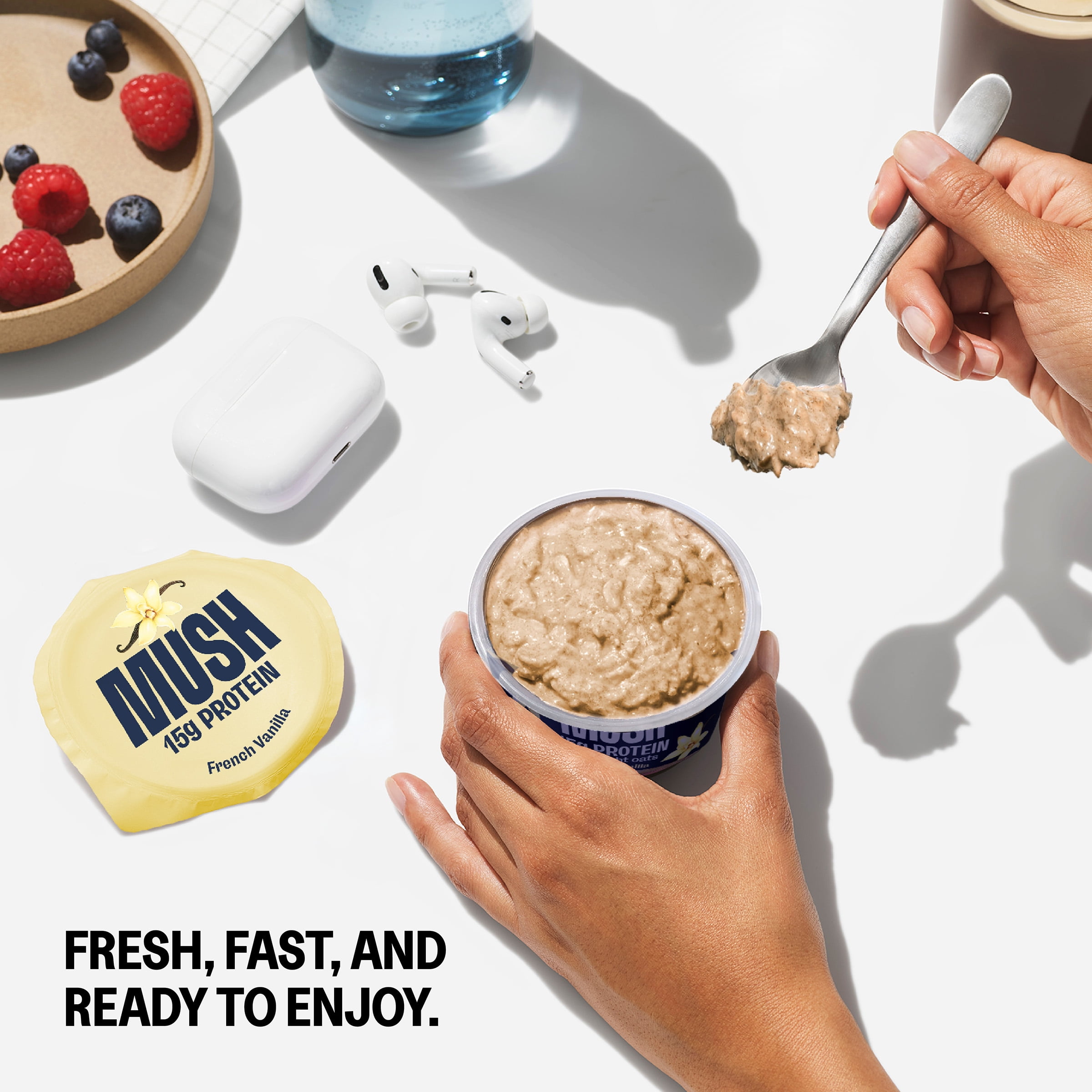 MUSH Overnight Oats French Vanilla, 15g Protein, 5.5 oz Cup (Refrigerated)