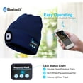thumbnail image 3 of Morttic Unisex Bluetooth Beanie Hat with Light, Upgraded Musical Knitted Cap with Headphone and Built-in Stereo Speakers & Mic, Headlamp Hat for Outdoor Sports Running Hiking (Navy Blue), 3 of 8