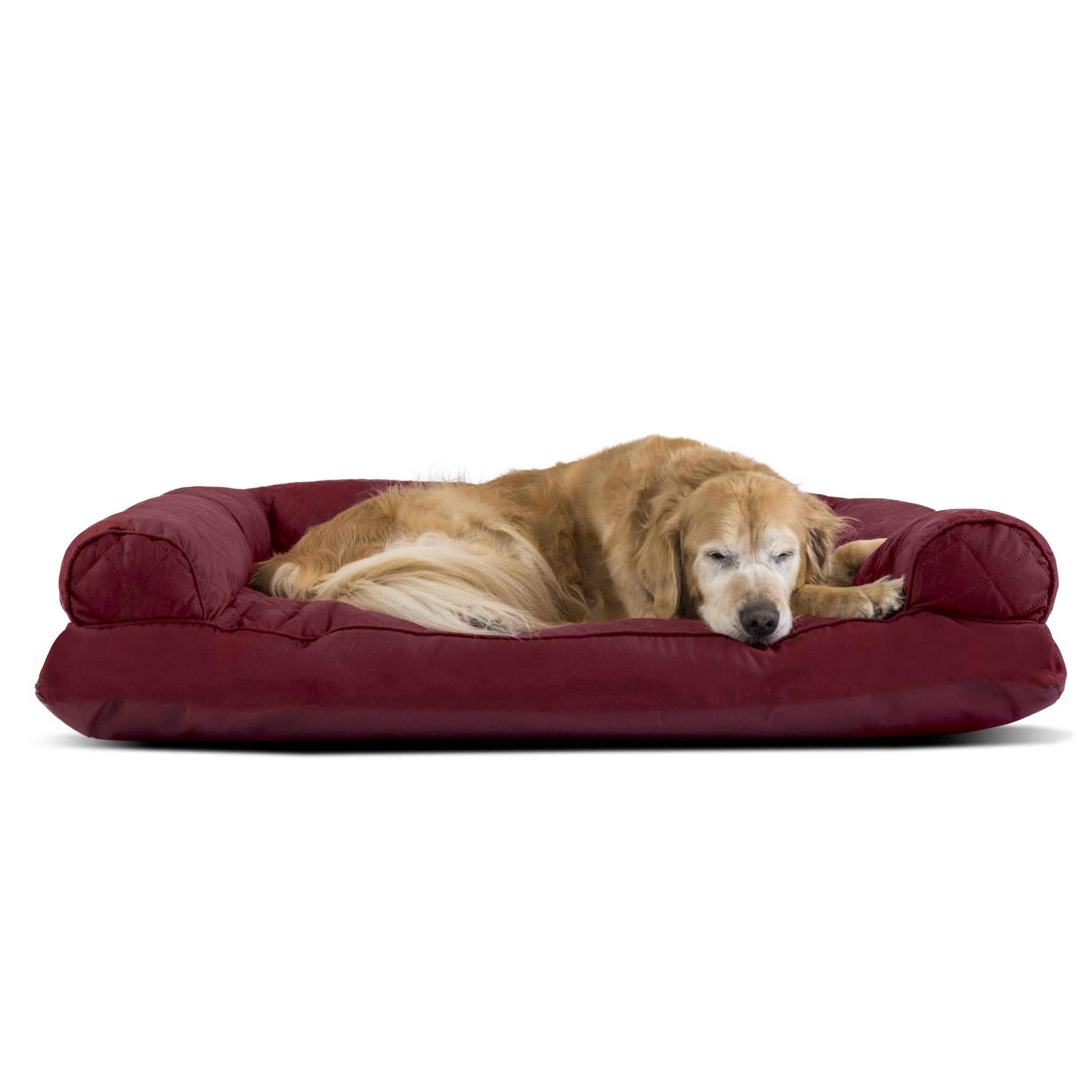 FurHaven Pet Dog Bed Quilted Pillow SofaStyle Couch Pet Bed for Dogs & Cats, Wine Red, Jumbo