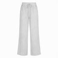 thumbnail image 4 of KDFJPTH Women's Striped Linen Blend Pants Elastic Drawstring Waist Casual Summer Trousers with Pockets White M, 4 of 4