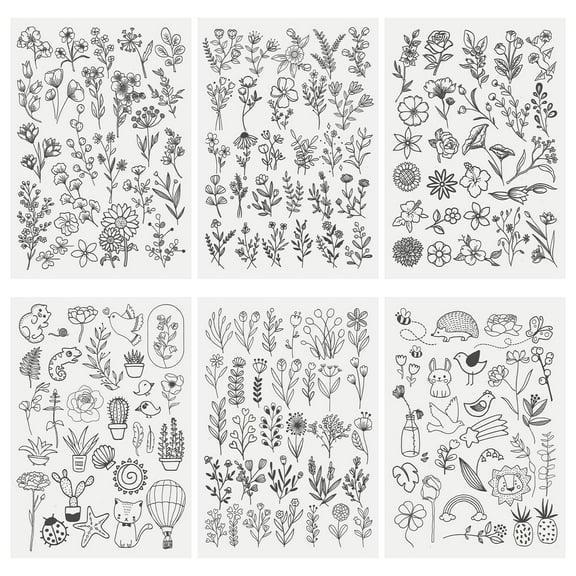 6 Sheets Creative Water Soluble Embroidery Paper Easy to Use Water Soluble Embroidery Pattern for Hand Sewing Lover Beginner
