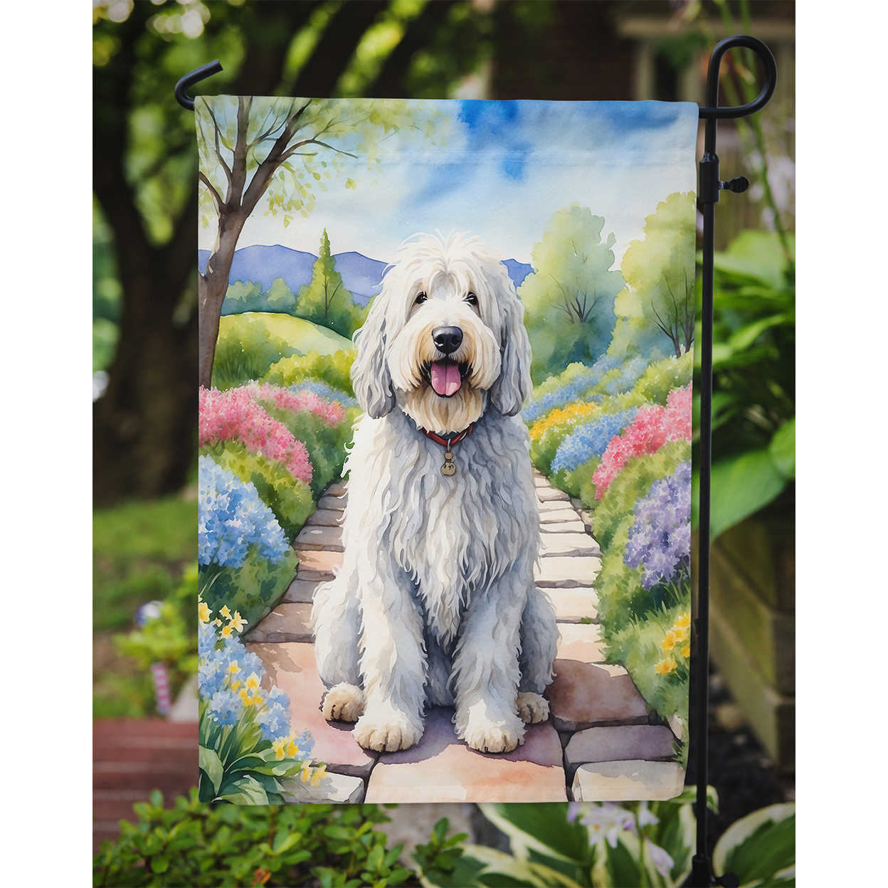 Komondor Spring Path Garden Flag 11.25 in x 15.5 in