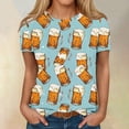 thumbnail image 1 of Fiudx Camisas de Mujer Blusa de Manga Corta con Estampado de Moda para Mujer, Camiseta con Cuello Redondo, Tops Informales, 1 of 5