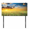 thumbnail image 3 of Poppy Flower Headboard, Freshening Sky View with Grass Poppies Against Sunset Horizon Countryside, Upholstered Decorative Metal Bed Headboard with Memory Foam, Twin Size, Red Green Blue, by Ambesonne, 3 of 4