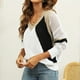 thumbnail image 5 of Suéter con cuello en V de manga larga a juego de colores de moda informal para mujer Pompotops  hdfakjf11525, 5 of 7