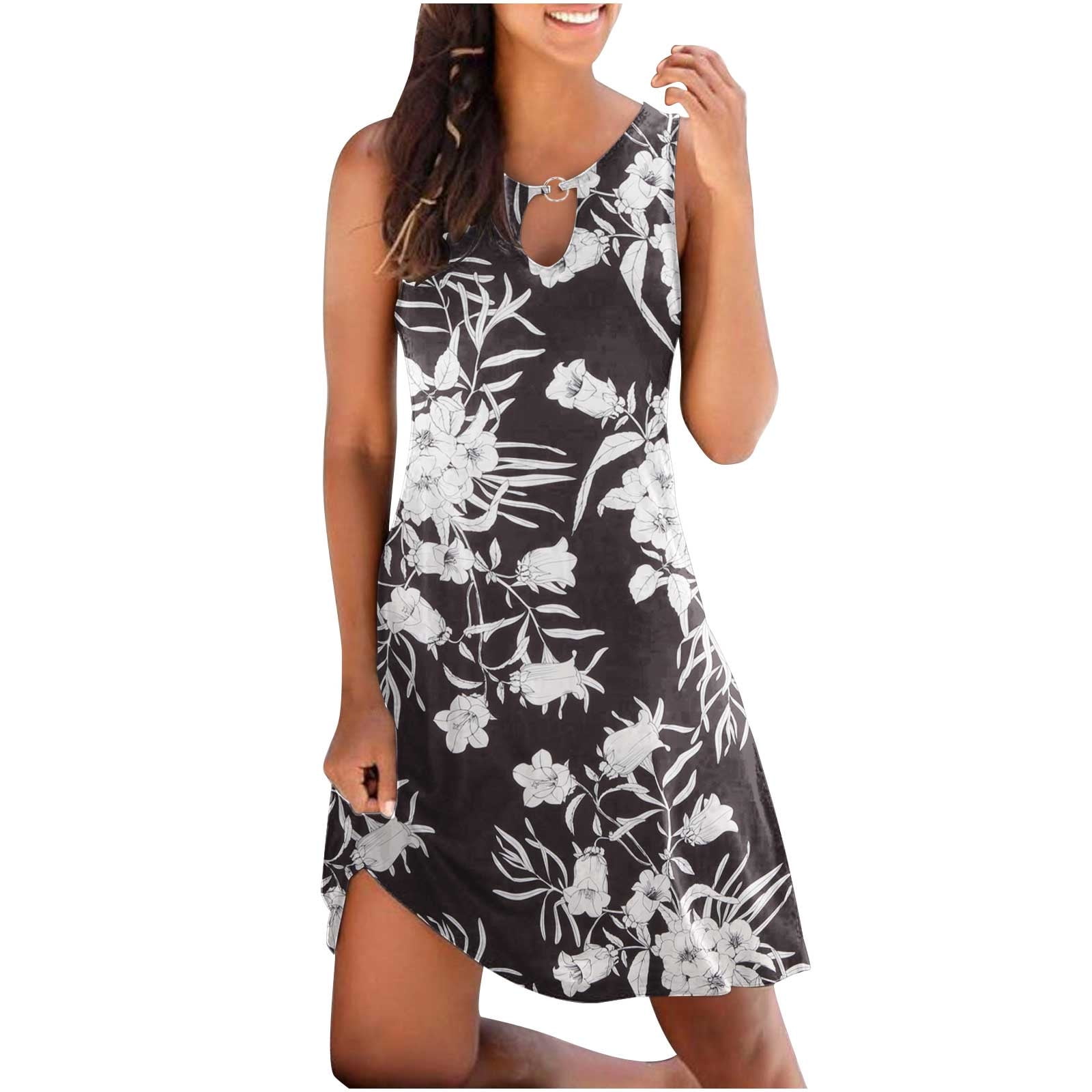 Plus Size Silk Dress Women's Summer Dress Hide Belly Casual Beach ...