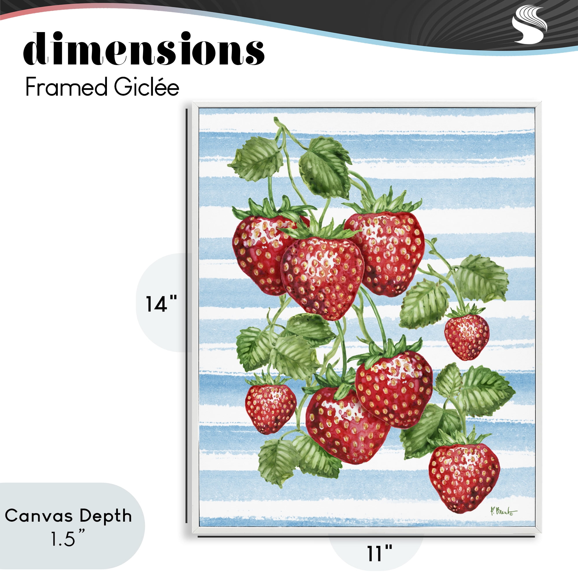 Stupell Industries Juicy Strawberry Vine White Framed Giclee Art, design by Paul Brent