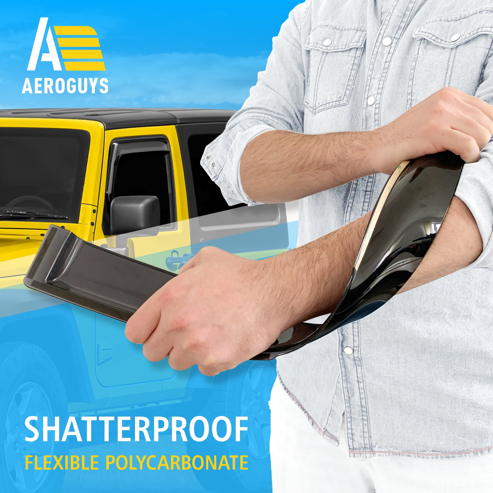 AEROGUYS In-Channel Window Deflectors Extra Durable Window Visors Rain Guards Fit for Jeep Wrangler JK 2-door 2007-2018, Sun Visors, Wind Vent Visors, Truck Accessories- 2pcs. AG0160