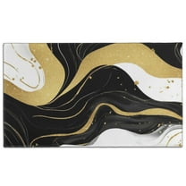 Black and Gold Marble Wavy Lines Pattern Door Rugs,Washable Non Slip Door Mats Indoor,Decorative Door Mats,Entry Mat Indoor for Entrance,Bedroom,Kitchen,Bathroom,17"x30"