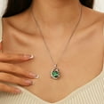 thumbnail image 4 of Juwaliy 13MM Women Moon Star Necklace Heart May Birthstone 925 Sterling Silver Pendant Green Emerald Planet Celestial Jewelry Christmas Valentine Birthday Mother's Day Gift for Mom, 4 of 10