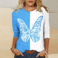 thumbnail image 3 of Hauts à Manches 3/4 pour Femmes Mode Féminine T-Shirt Imprimé Ample Blouse Mi-Longue à Manches 3/4 Col Rond Hauts Décontractés T-Shirts en Coton pour Femmes T-Shirts pour Femmes Mode, 3 of 4