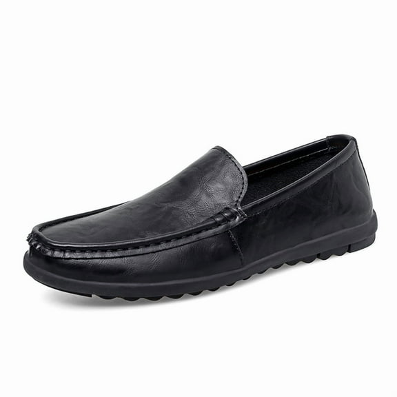 Men's Casual Loafers Slip On Leather Shoes Comfortable Lightweight Driving Shoes Male Moccasins Classic Penny Loafer Flats Boat Shoes Outdoor Walking Shoes
