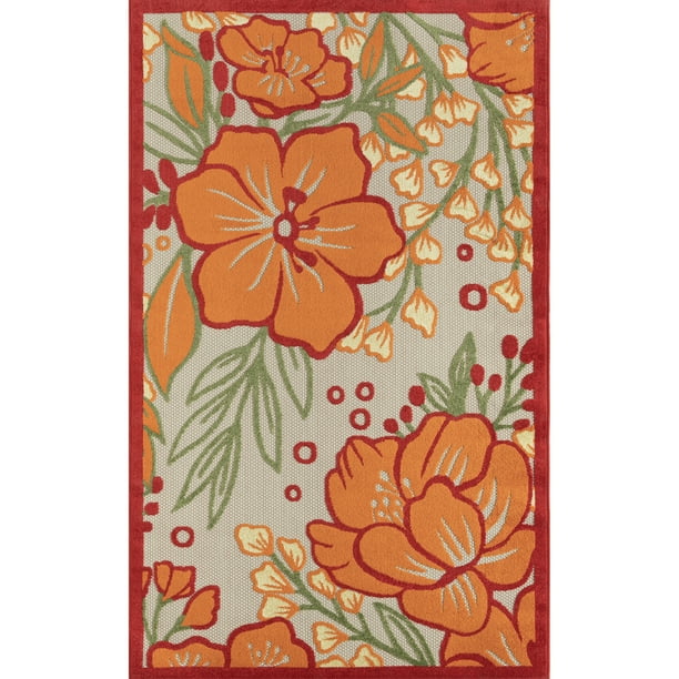 Lr Home 3' x 5' Multicolor Floral Outdoor Rug