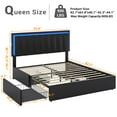 thumbnail image 2 of Afuhokles Queen LED Bed Frame with 4 Storage Drawers and USB Ports Modern Upholstered Platform Bed Frame with Storage and LED Headboard with 3 Side Light Strip, PU Leather,No Box Spring Needed,Black, 2 of 7