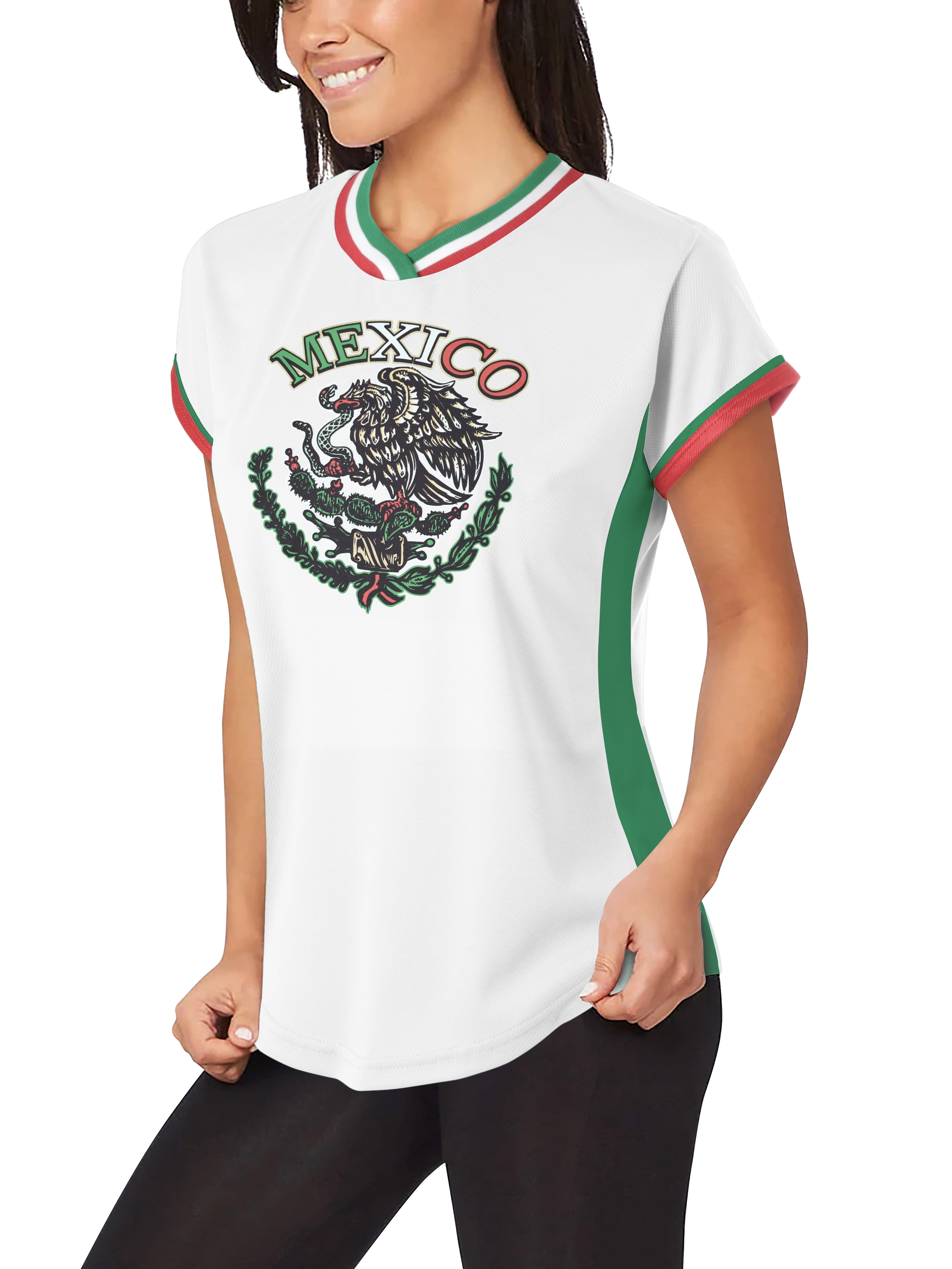 Ma Croix Womens Mexico National Coat of Arms Soccer Jersey Futbol