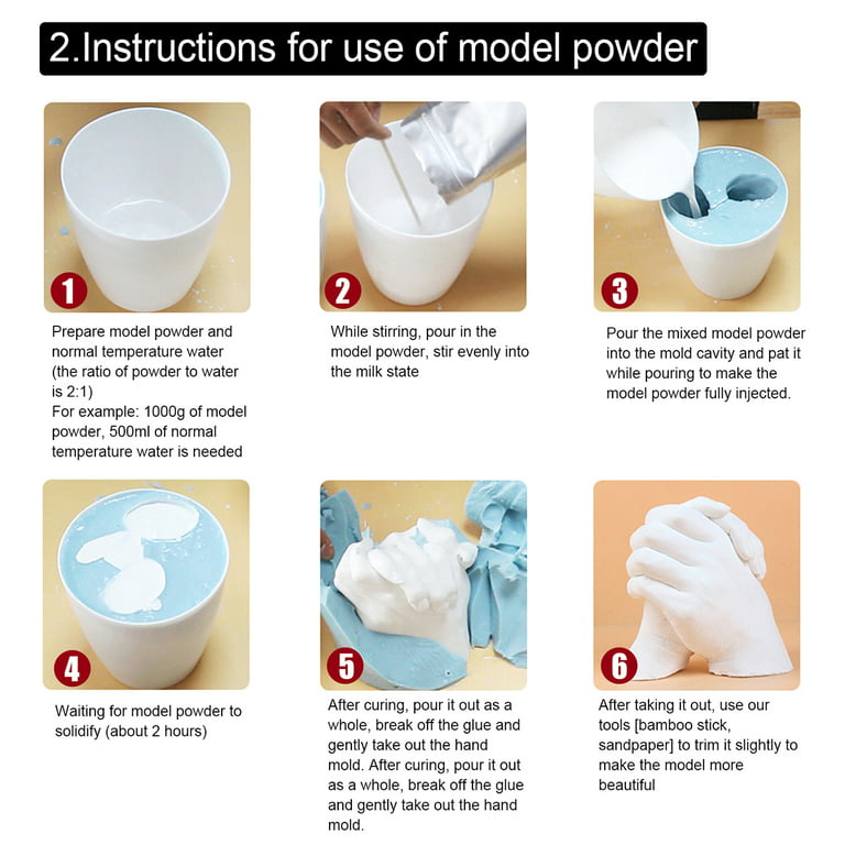 Morima Hand Casting Kit Complete Safe Hand Molding Kit Keepsake DIY Hand Mold Kit with Bucket Powder Sandpaper Stick Preserve, Women's, Size: 0.38 lbs