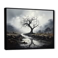 thumbnail image 2 of Designart "Monochrome Mystique Grey Tree" Floral Floater Framed Canvas Art Print, 2 of 7