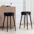 thumbnail image 2 of Duhome Elegant Lifestyle Velvet Counter Stools Set of 2, 24" Upholstered Bar Stools Round Kitchen Stool with Footrest Black & Gold, 2 of 7