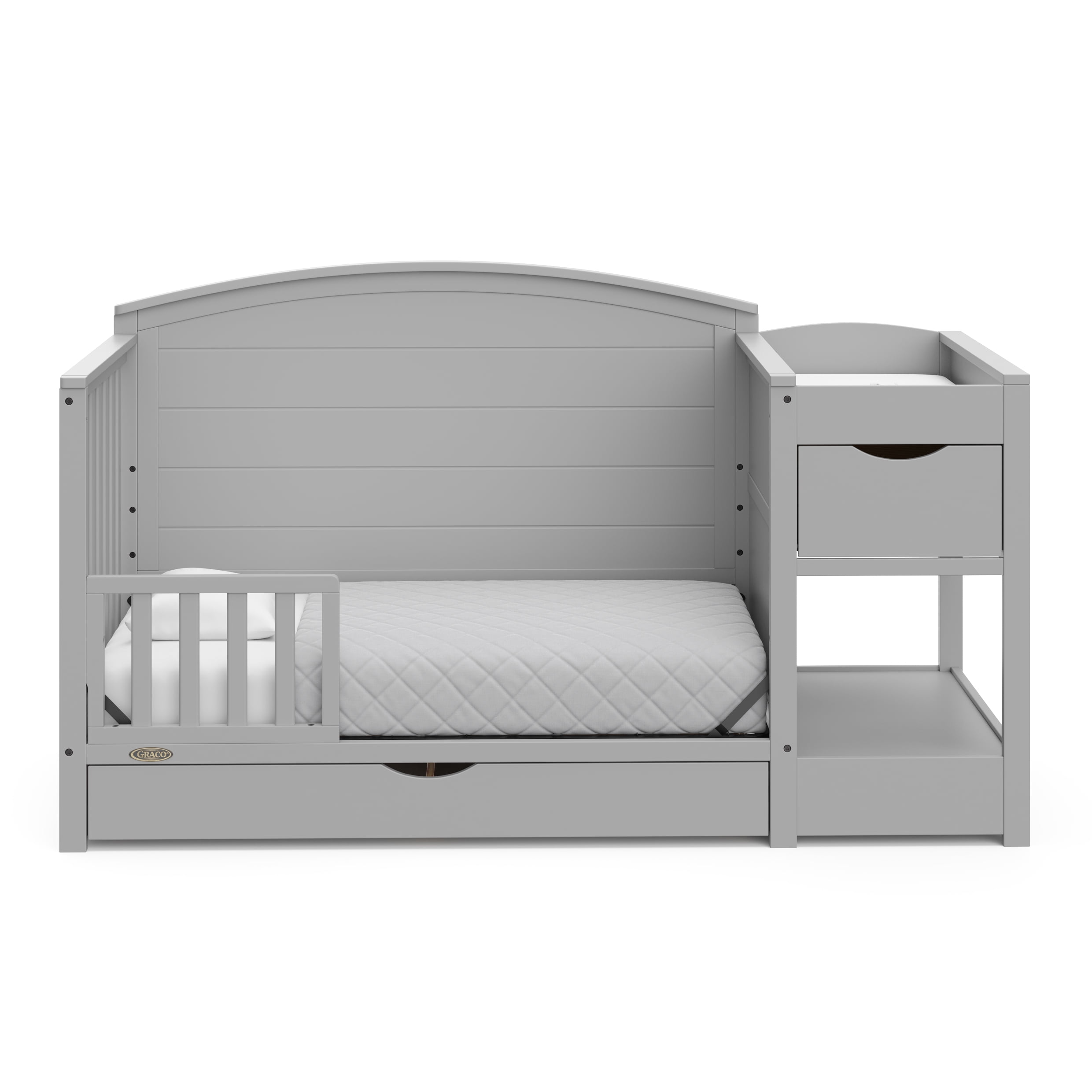 Graco Bellwood 5-in-1 Convertible Baby Crib and Changer with Drawer, Pebble Gray