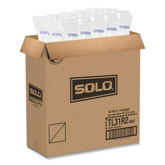 SOLO Traveler Drink-Thru Lids Fits 10oz Cups White 100/Pack 10 Packs/Carton TL31R2