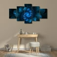 thumbnail image 4 of TISHIRON 5PCS Framed Canvas Wall Art Set,60"x32" Abstract Blue Neon Flowers Canvas Art Decor, 4 of 7