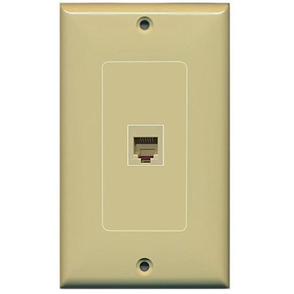 RiteAV Rj11/12 Phone Beige Wall Plate 1 Gang Decorative Ivory