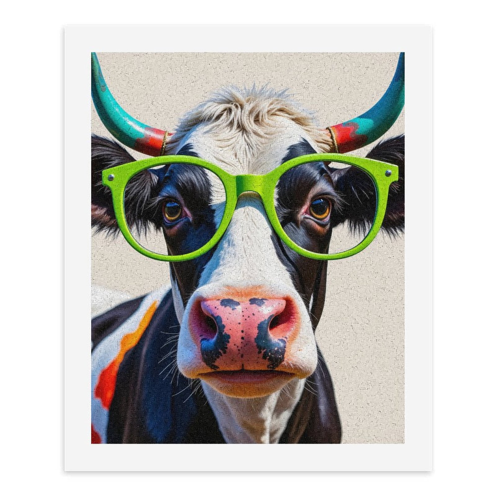 Paint by Numbers Kit for Adults, Cow Glasses Colorful Style Paint by Numbers, Easy Paint by Numbers Kit for Adults Beginner, DIY Adult Paint by Number Kits on Canvas, 12x16in Home Decor