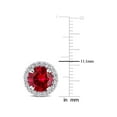thumbnail image 6 of 5.52 Carat (Ctw) Lab-Created Ruby and White Sapphire Halo Earrings in Sterling Silver for Women, 6 of 6