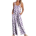 thumbnail image 2 of Gaecuw Jumpsuits for Women Dressy Sleeveless Cold Shoulder Overall with Pockets Square Neck Band Collar Floral Printed Onesie One Piece Outfits Boho Casual Long Pants Wide Leg Summer Romper, 2 of 6
